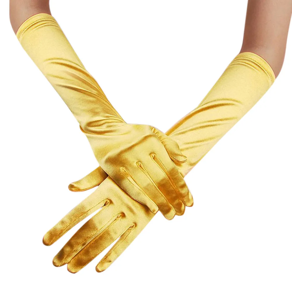 Women\'S Solid Color Fashion Gloves Bridal Wedding Dress Gloves Party Performance Gloves Long Comfortable Minimalist Gloves