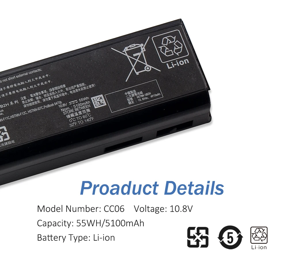 ETESBAY 55WH 5100mAh CC06 CC06XL Laptop Battery For HP ProBook 6360b 6460b 6470b EliteBook 8460p 8460w HSTNN-DB2F HSTNN-E04C