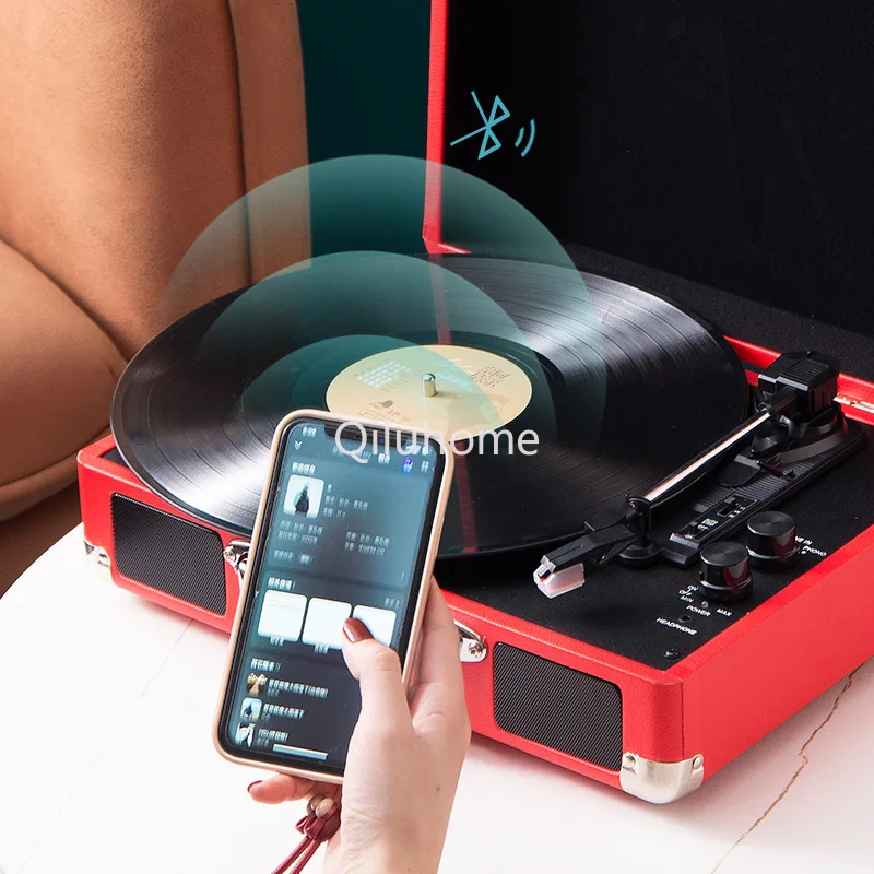 Portable Retro Vinyl Record Player Bluetooth Audio Phonograph Record Player