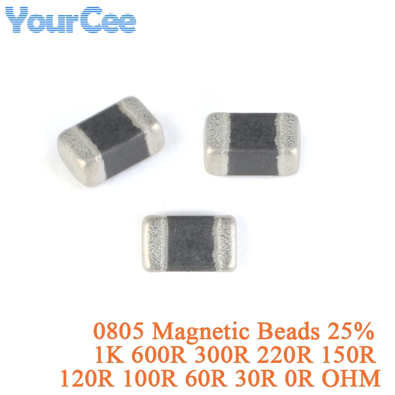 100pcs 0805 SMD Magnetic Beads 25% Tolerance 1K 600R 300R 220R 150R 120R 100R 60R 30R 0R OHM