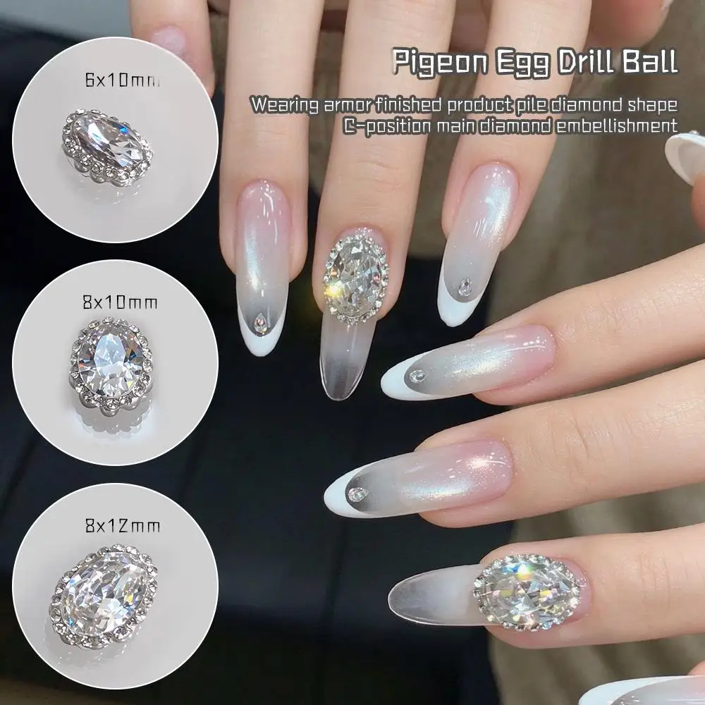 3/9PCS 5A Pigeon Egg Zircon Nail Rhinestones Diamond Pile Charms 3D Stacked Rhinestones Sparkly Crystal Gems Jewelry Accessories