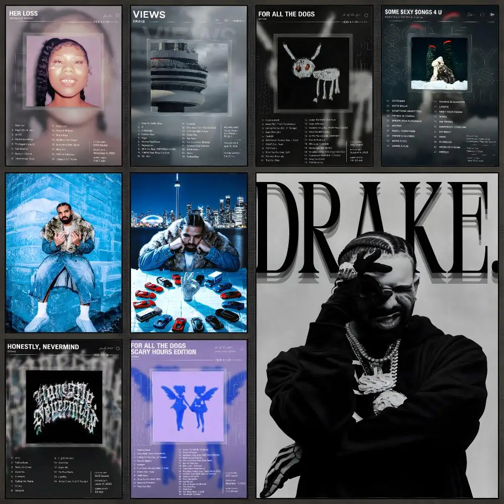 Rapper Drake Hip Hop Music Poster Peel And Stick Wall Art PP Waterproof HD Bedroom Living Room Home Decor Gift