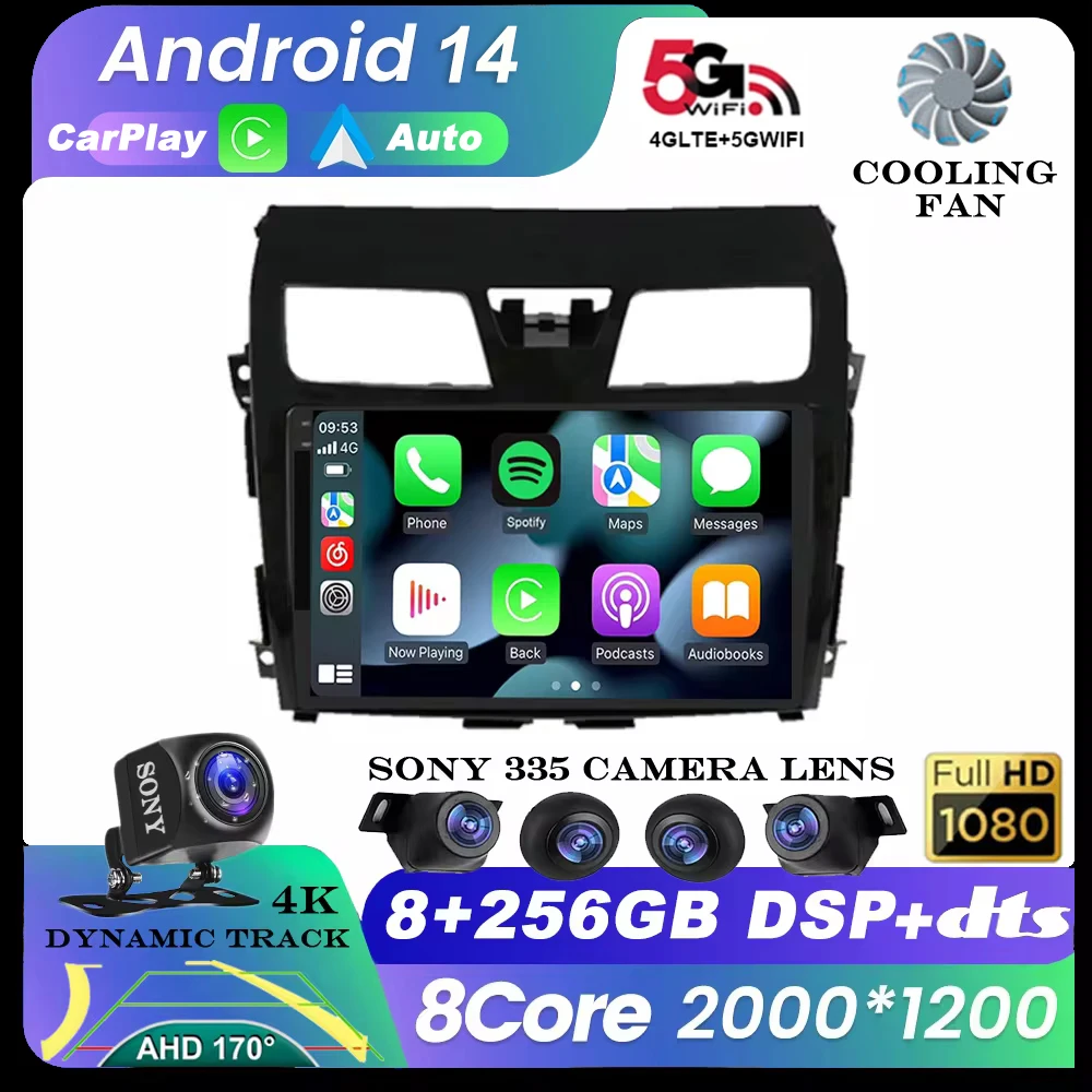 

Android 14 Auto Carplay For Nissan Teana Altima J33 2013 2014 2015 Car Radio Multimedia Video Player Navigation GPS WIFI+4G QLED