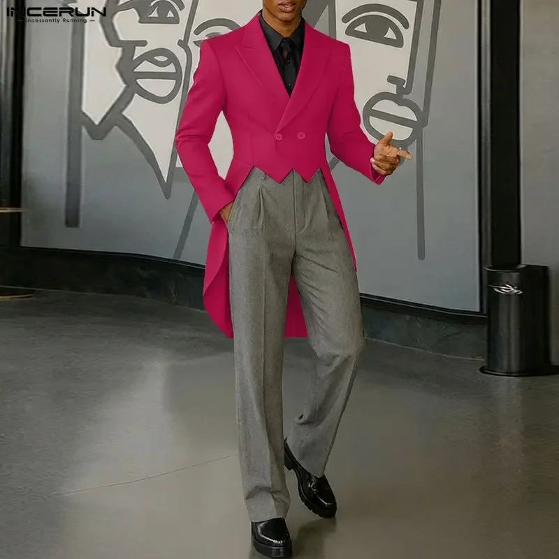 

INCERUN Men Irregular Blazer Solid Color Lapel Long Sleeve Casual Male Suit Streetwear Elegant 2026 Fashion Leisure Mens Coats