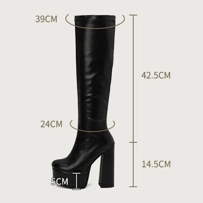 REAVE CAT 2024 stivali alla coscia da donna Sexy punta tonda tacchi ultraalti 12.5cm Platform Hill Size 45 46 Fashion Party Bota