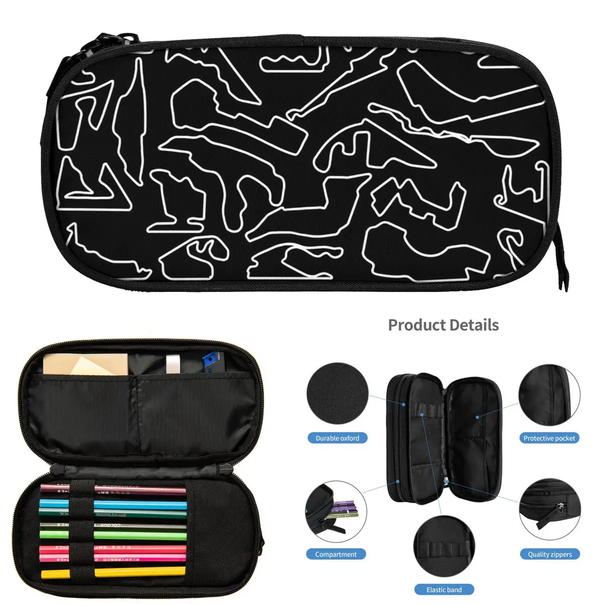 F1 2025 트랙 연필 케이스 학생 학교 펜 상자 연필 가방 대용량 연필 주머니 펜 홀더