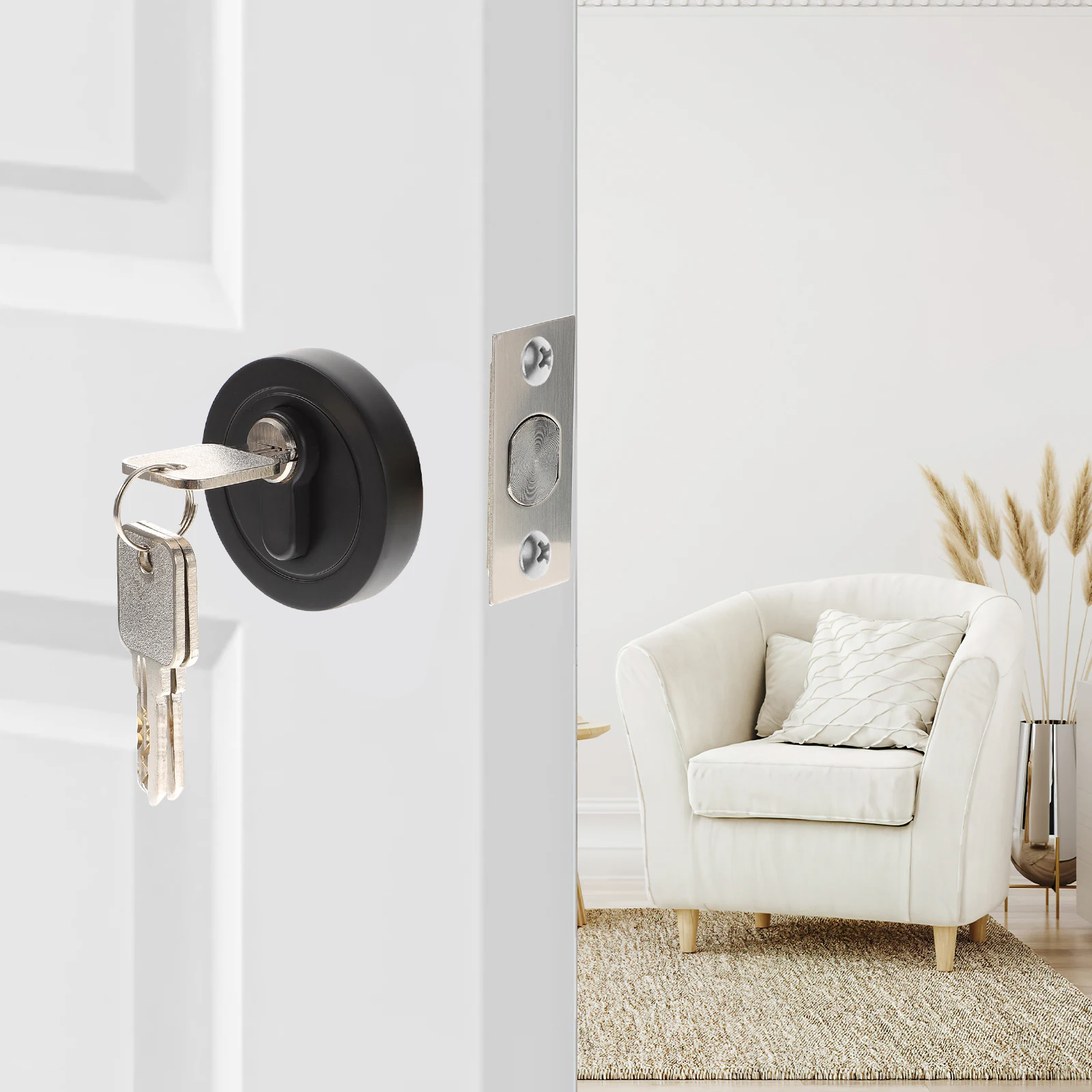 

Zinc Alloy Deadbolt for Exterior Doors Smooth Surface Single Cylinder Gold Handle Bolt Locks Front Bedroom Bathroom Hidden Door