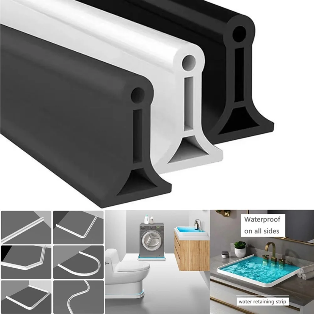 1PC 1/2m Silicone Shower Water Barrier Bendable Bathroom Waterproof Dry and Wet Separation Autohesion Water Stopper