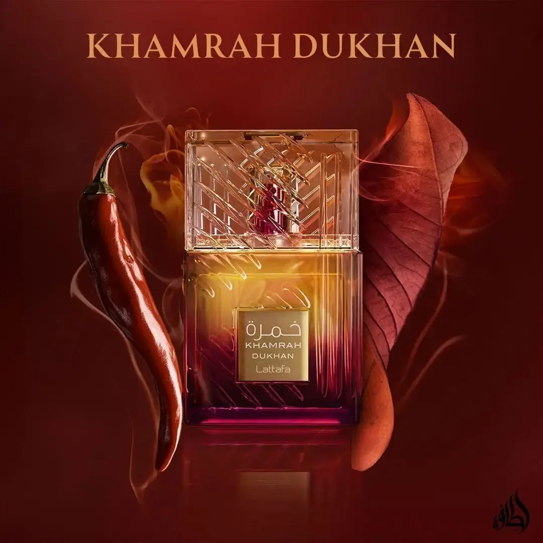 عطر Khamrah Dukhan من Lattafa للجنسين EDP 3.3 / 3.4 أونصة جديد في صندوق رائحة زهور تدوم طويلاً أفضل هدية