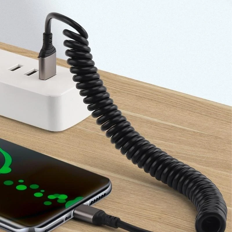 F68B opgerolde USB naar USB Type C Cable Data Transfer Cord brede compatibiliteit