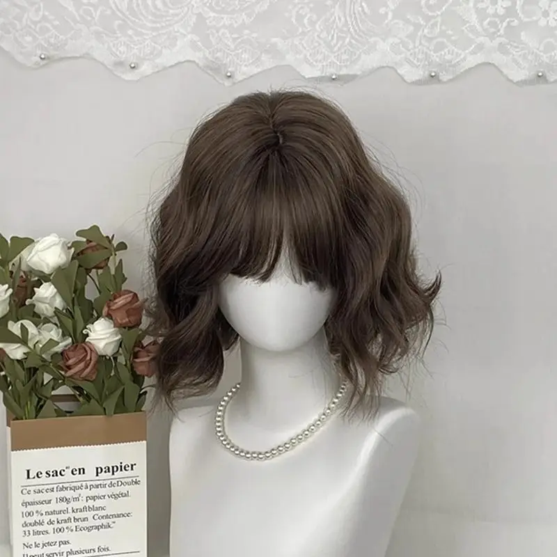 شعر مستعار فتاة لوليتا شعر مجعد قصير جديد الصوف لفة الشعر القصير محاكاة الشعر Jk غطاء شعر مستعار كامل