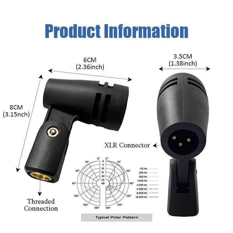 604 Tom Snare Evolution Series Cardioid Instrument Mic Wired Drum Microphone with Clip Arm Mount for Professional Recording