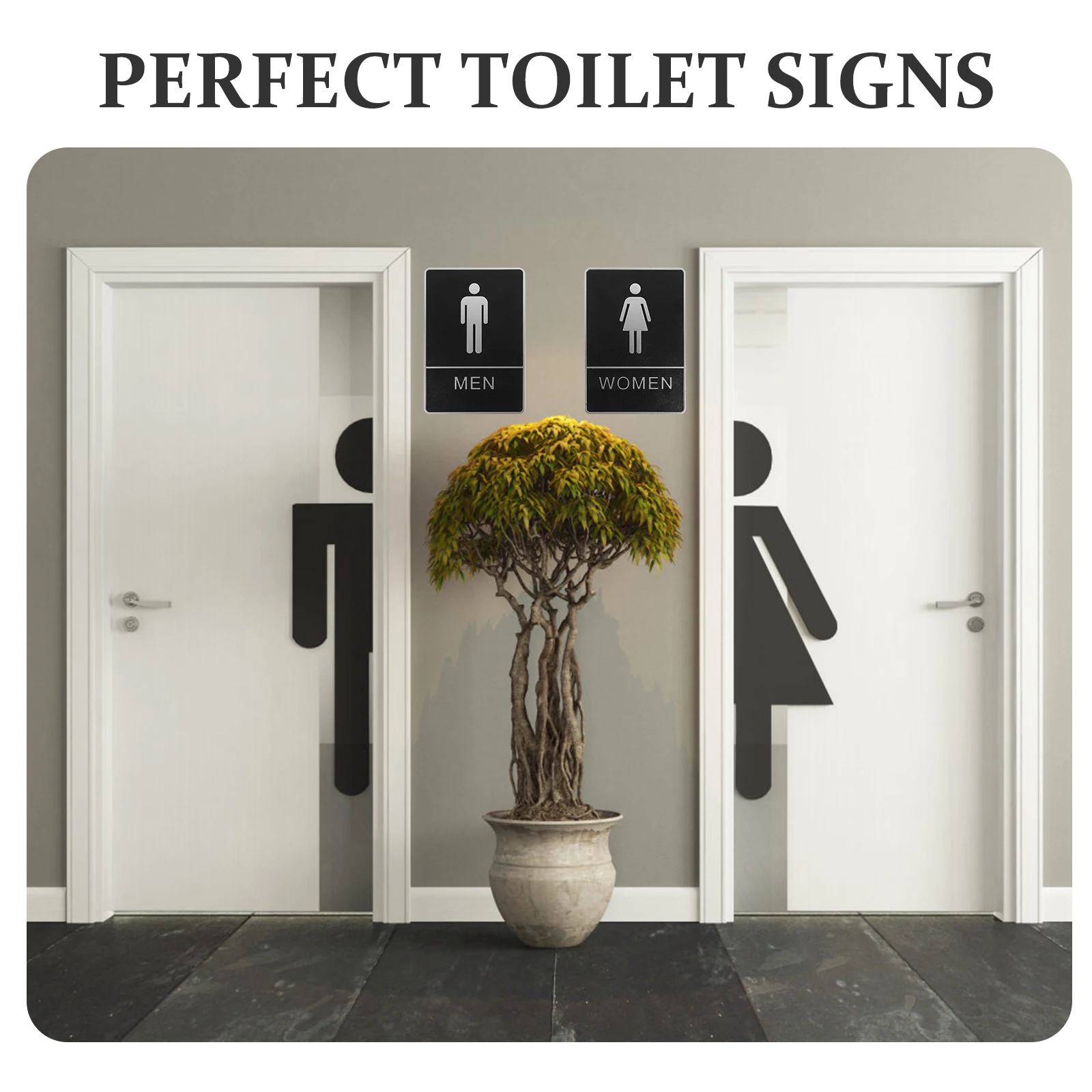 

2pcs Toilet Signage Bathroom Stickers Men Women Arrow Restroom Signs Decorative Plate Identifier Washroom Indicator