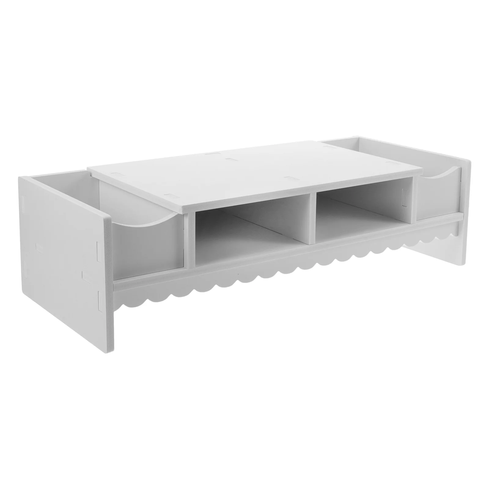 Monitor Riser with Drawers Display Shelf Screen Elevated Stand White Bamboo Multifunction Storage Rack