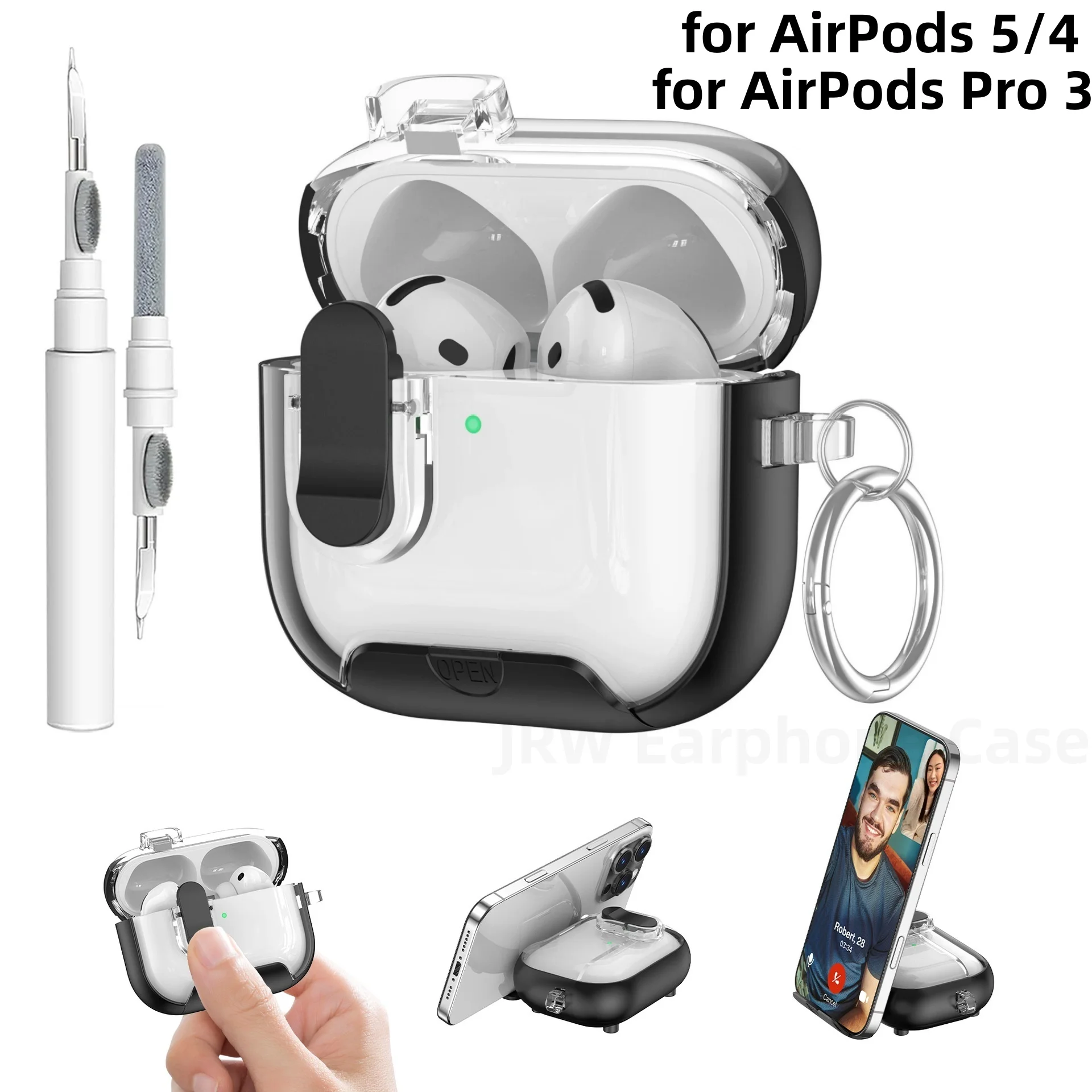 2026 Case For AirPods 5/4/Pro 3 [Magnetic Automatic Lock] Headphone Case with Phone Stand&Cleaning Kit For New AirPods 5/4/Pro 3