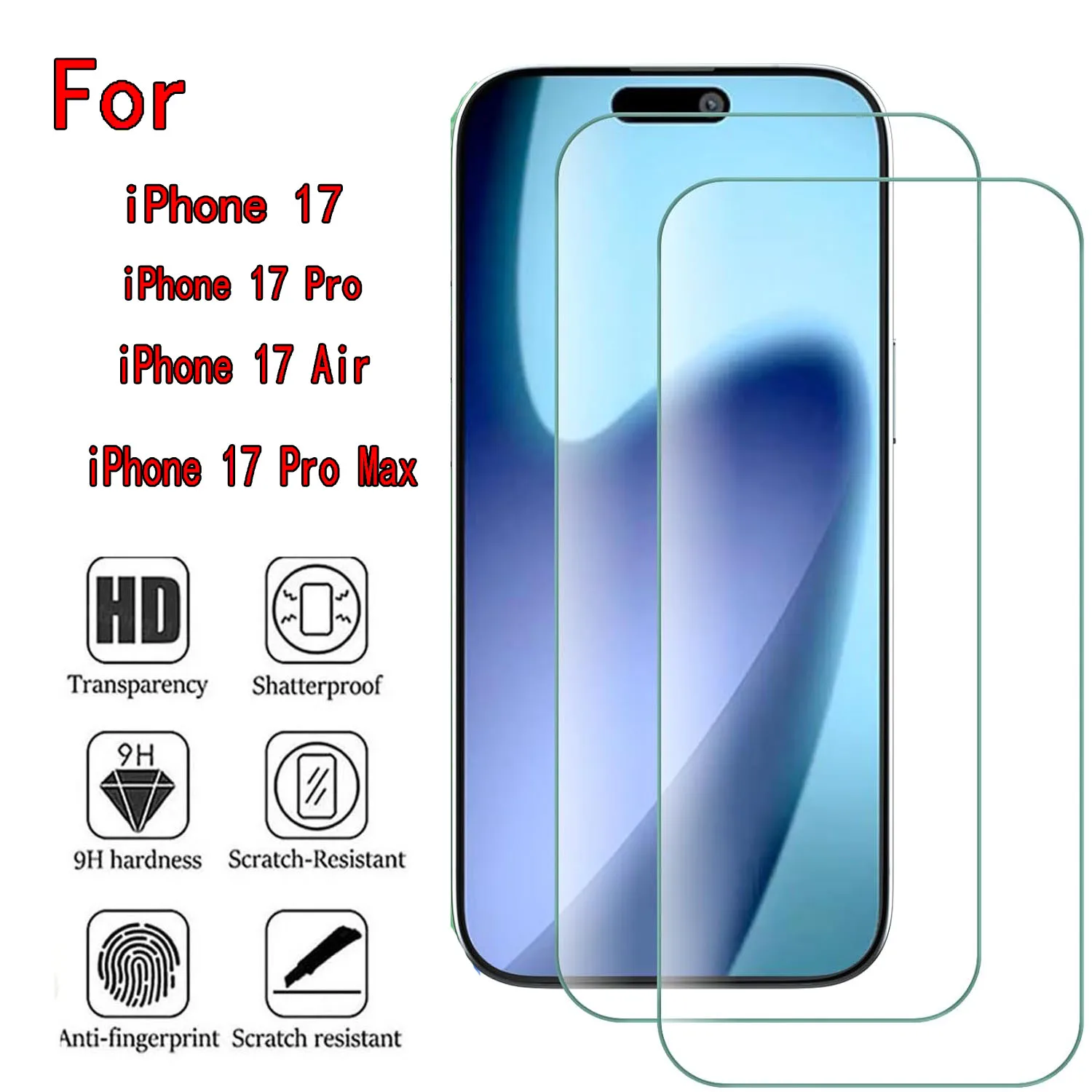 HD 9H Screen Protector for Apple iPhone 17 Air/17 Pro/17 pro Max - Tempered Glass Film for Device Protection