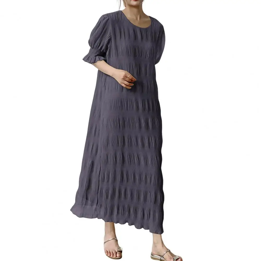 Luźna sukienka Casual Dress Elegancka szyfonowa sukienka Maxi Stylowe rękawy z lampionami Patchwork Ruffle O Neck na imprezy Randki