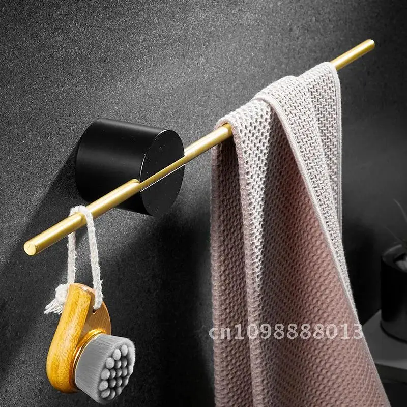 

European Brushed Gold Wood Towel Rack Bathroom Black Wall Accessories Shoes Bar Holder Movable Toilet Bath Hanger Mounted Paper
