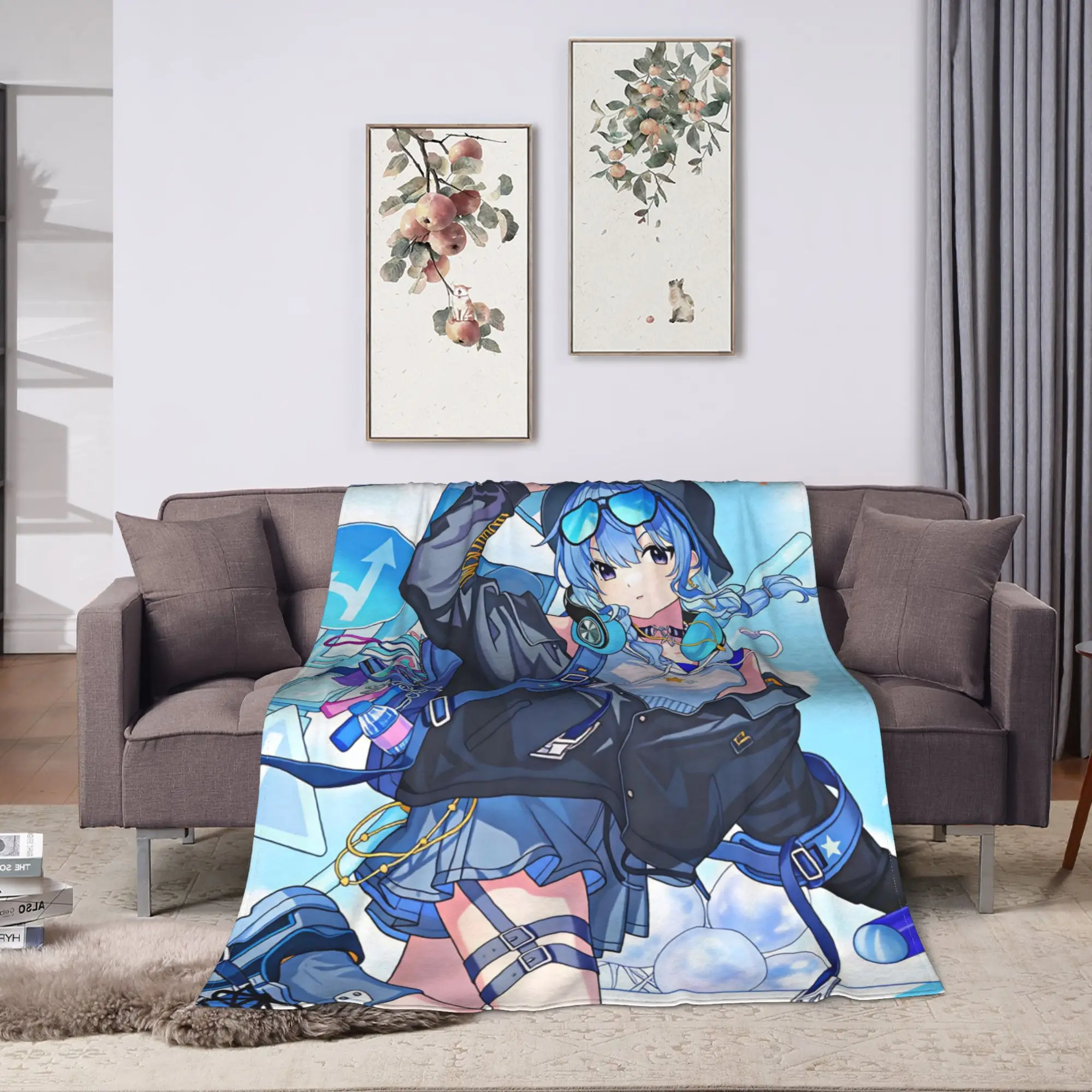Soft Blanket Students Picnic Anime Singer Idol H-Hololive Suise Bedding Throws  Flannel Bedspread For Home Decor Sofa Bed Cover