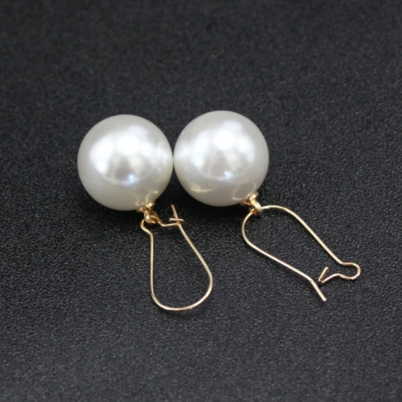 18mm Big Round Imitation Pearl Dangle Earrings for Women Hyperbole Gold Silver Color Jewelry Accessory Wholesale Gift Brincos