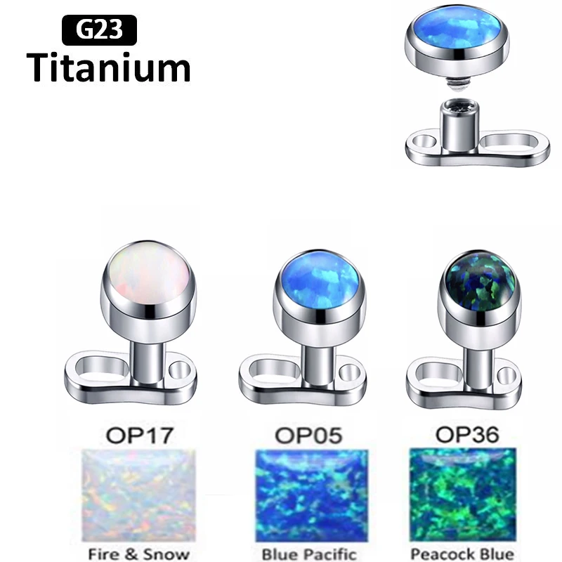 ASTM f136 Micro Dermal Piercing G23 Titanium Dermal Anchor Base 5-7mm Opal Top Diver Dermal Top Base Sexy Piercing Body Jewelry