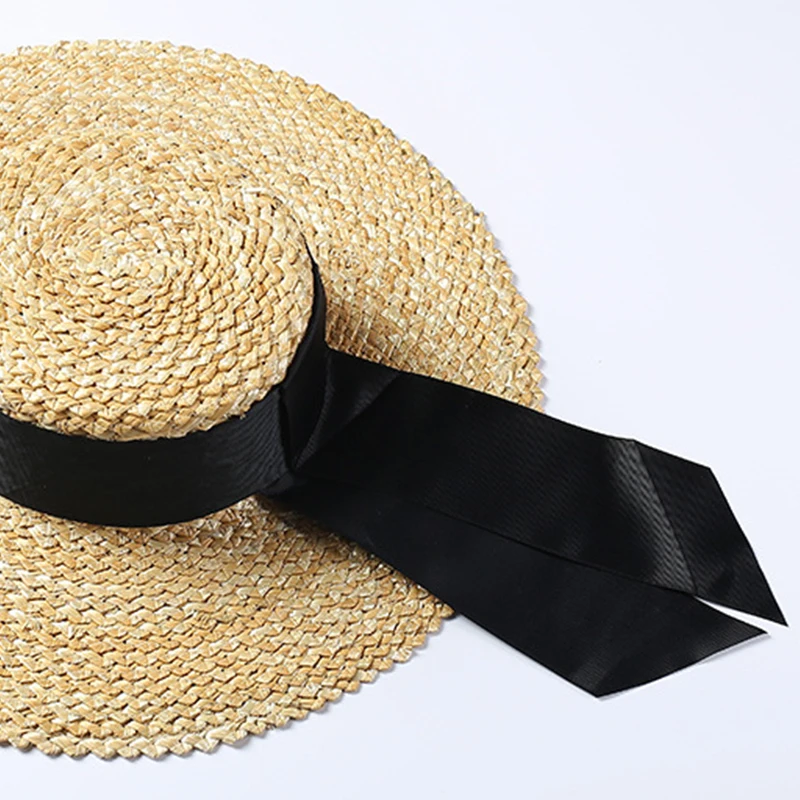 New Fashion Women Sun Hat Natural Straw Large Wide Brim Summer Casual Beach Hat Elegant Ladies Floppy Kenturky Derby Hat