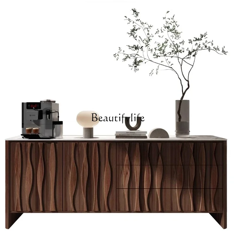

LWabi Sandy Wind Solid Wood Side Cabinet North American Black Walnut Italian Art Porch Storage Shoe Cabinet