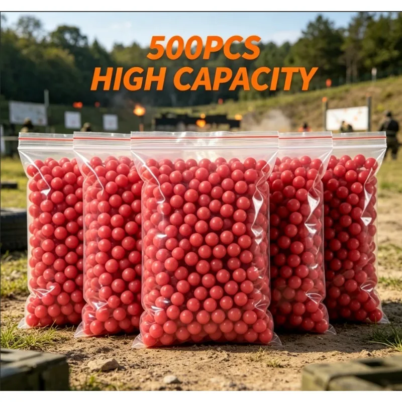 

Outdoor Shooting Game Supplies, 2026 New 500pcs 5.7mm Red Soft Rubber Ball Refill Ammo, Safe Elastic Ball for Toy Guns