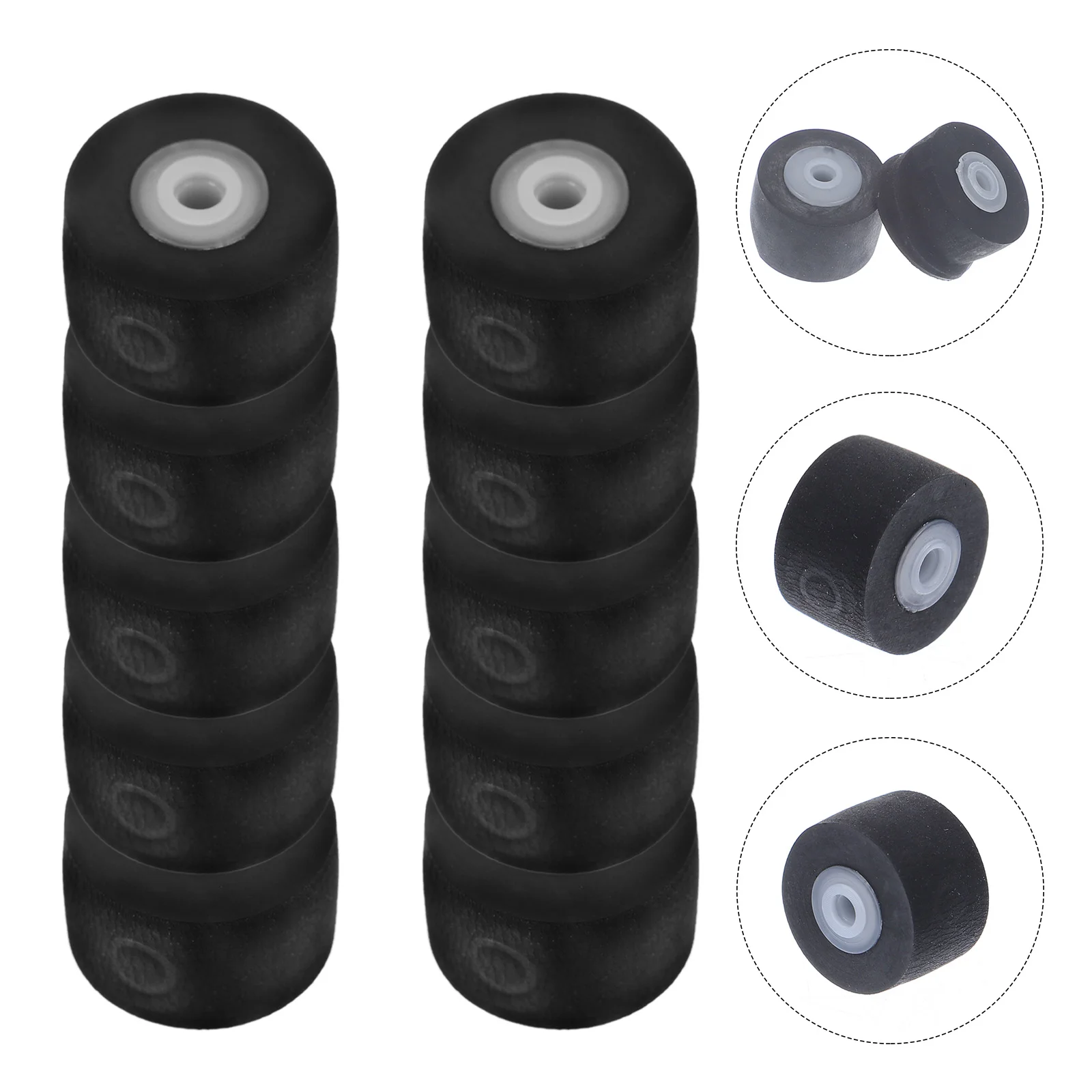 10 Pcs Cassette Tape Bearing Wheel Deck Pinch Roller Recorder Repair Maintenance Black for Audio Miss