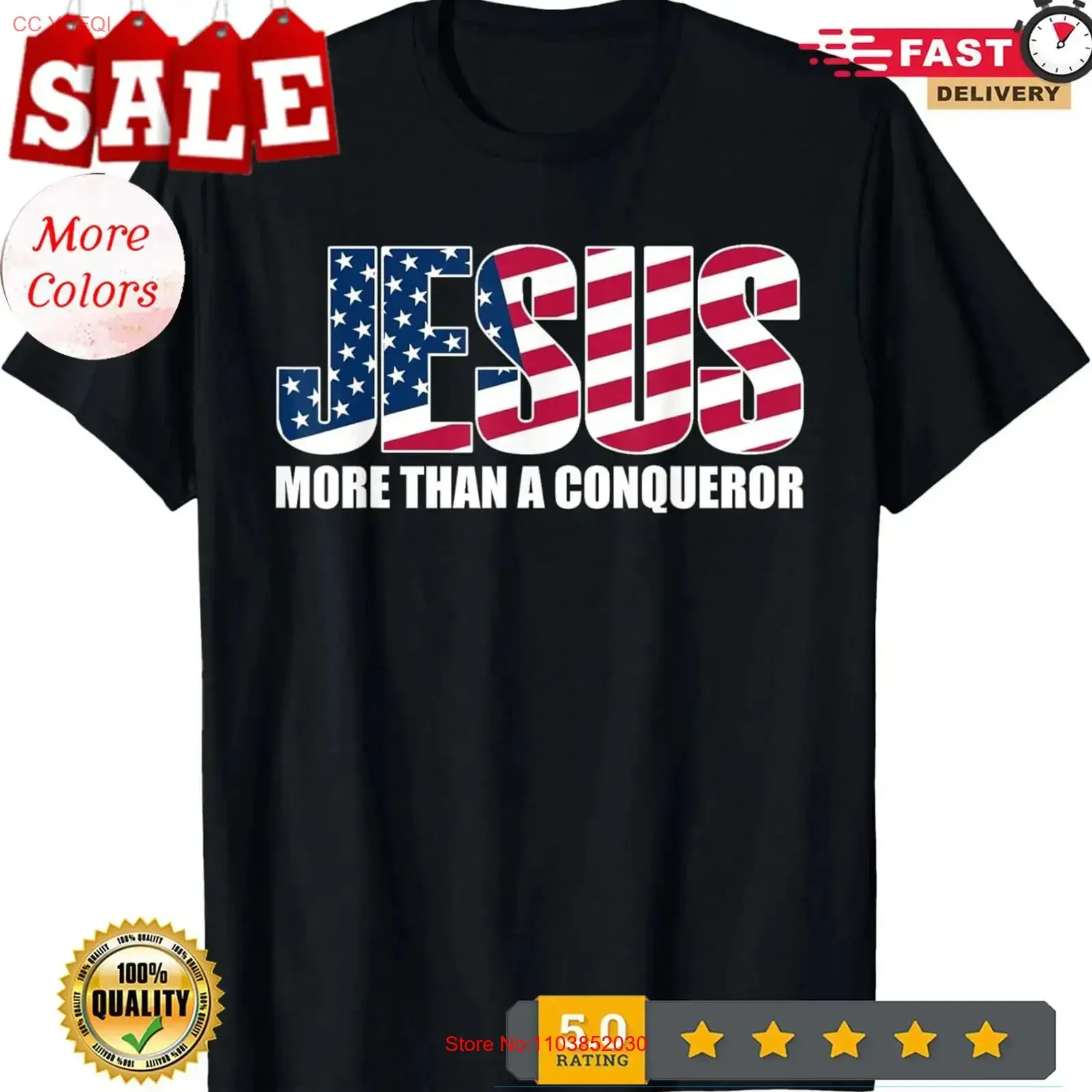 T-shirt Jesus More Than A Conqueror vintage délavé, décontracté, élégant, unisexe, confortable, streetwear, polyvalent, respirant, graphique