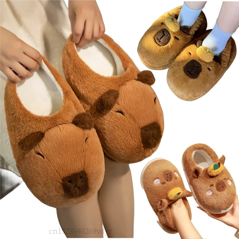어린이용 카피바라 슬리퍼 동물 인형, 부드러운 봉제 인형, 따뜻한 바닥, 실내 신발, 생일 선물, 신제품