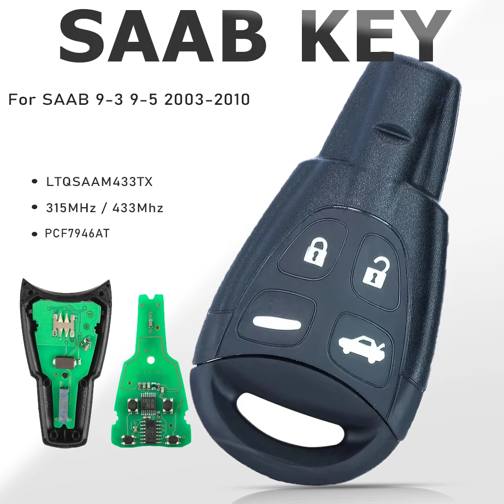 

KEYECU LTQSAAM433TX дистанционный автомобильный брелок 315 МГц/433 МГц PCF7946AT для SAAB 9-3 9-5 2003 2004 2005 2006 2007 2008 2009 2010
