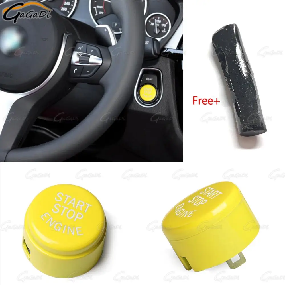 Penutup tombol start dan stop mesin mobil warna kuning untuk BMW F20 F30 F32 F48 F15 F80 F82
