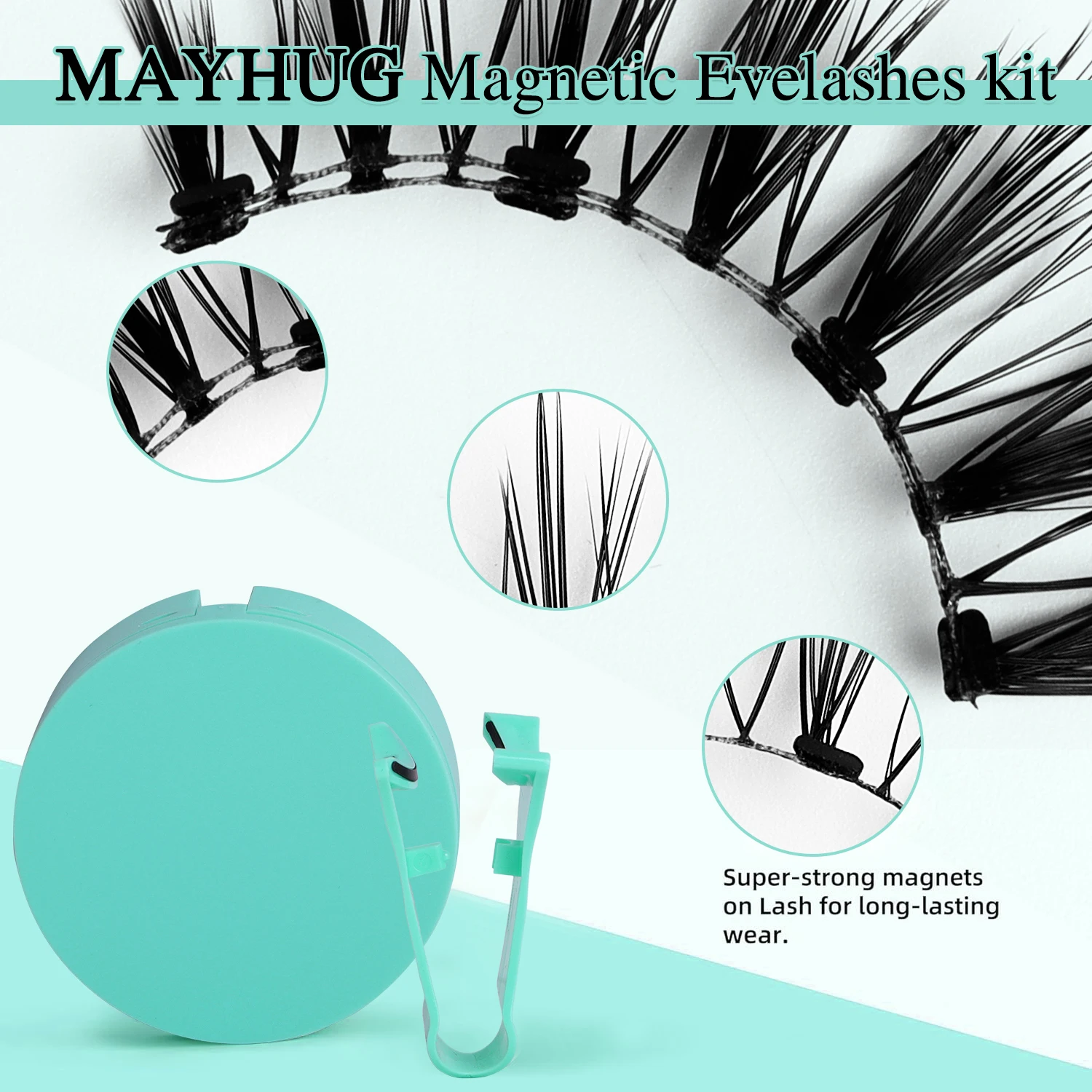 مجموعة رموش صناعية مغناطيسية مكونة من زوجين - رموش صناعية طبيعية مقاومة للماء ثلاثية الأبعاد قابلة لإعادة الاستخدام وخالية من الغراء مع أداة توزيع مناسبة للسفر #4