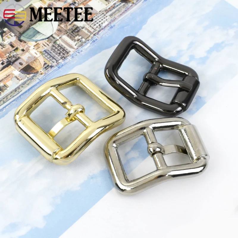 5Pcs Meetee 15/20/25mm Metal Pin Belt Buckle Bag Strap Adjustment Roller Clasp Webbing Belts Shoes Hooks DIY Hardware Accessory