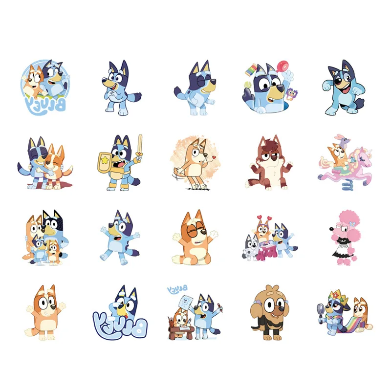 20 Stuks Bluey Familie Bluey Tattoo Stickers Tattoo Sticker Water Overdracht Wegwerp Stickers Kleine Blauwe Hond Tattoo Stickers Cadeau