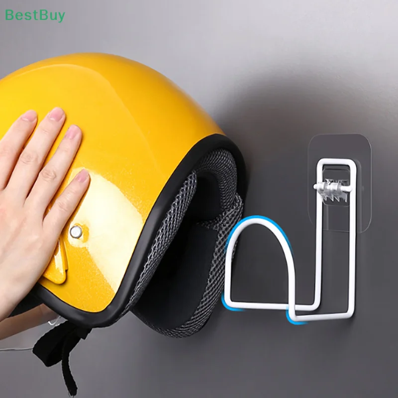 Wall Mounted Helmet Holder Display Stand Hanger Support Rack Punch-free Wall-mounted Storage Rack for Helmet Coats Hats Caps