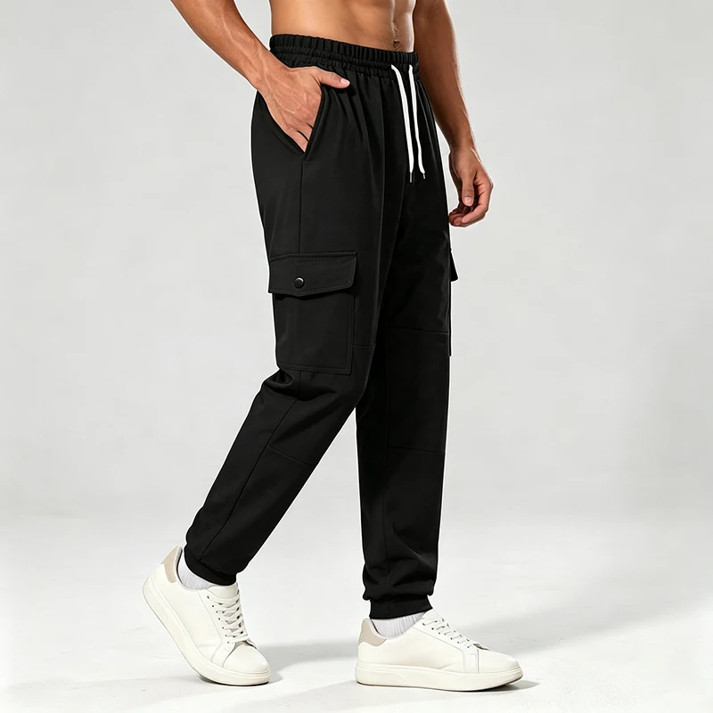 Men's Cargo Joggers Loose Fit Elastic Waist Multi Pockets Tapered Athletic Pants for Running Workout Casual Daily Sports Wear