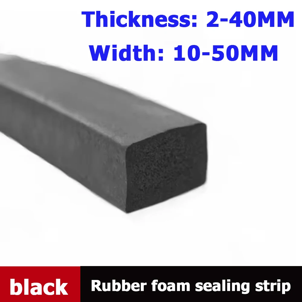 Black EPDM Rubber Foam Square Bar Sealing Strip 2-40mm Weather Stripping Waterproof Soundproof Dustproof Self Adhesive Foam Seal