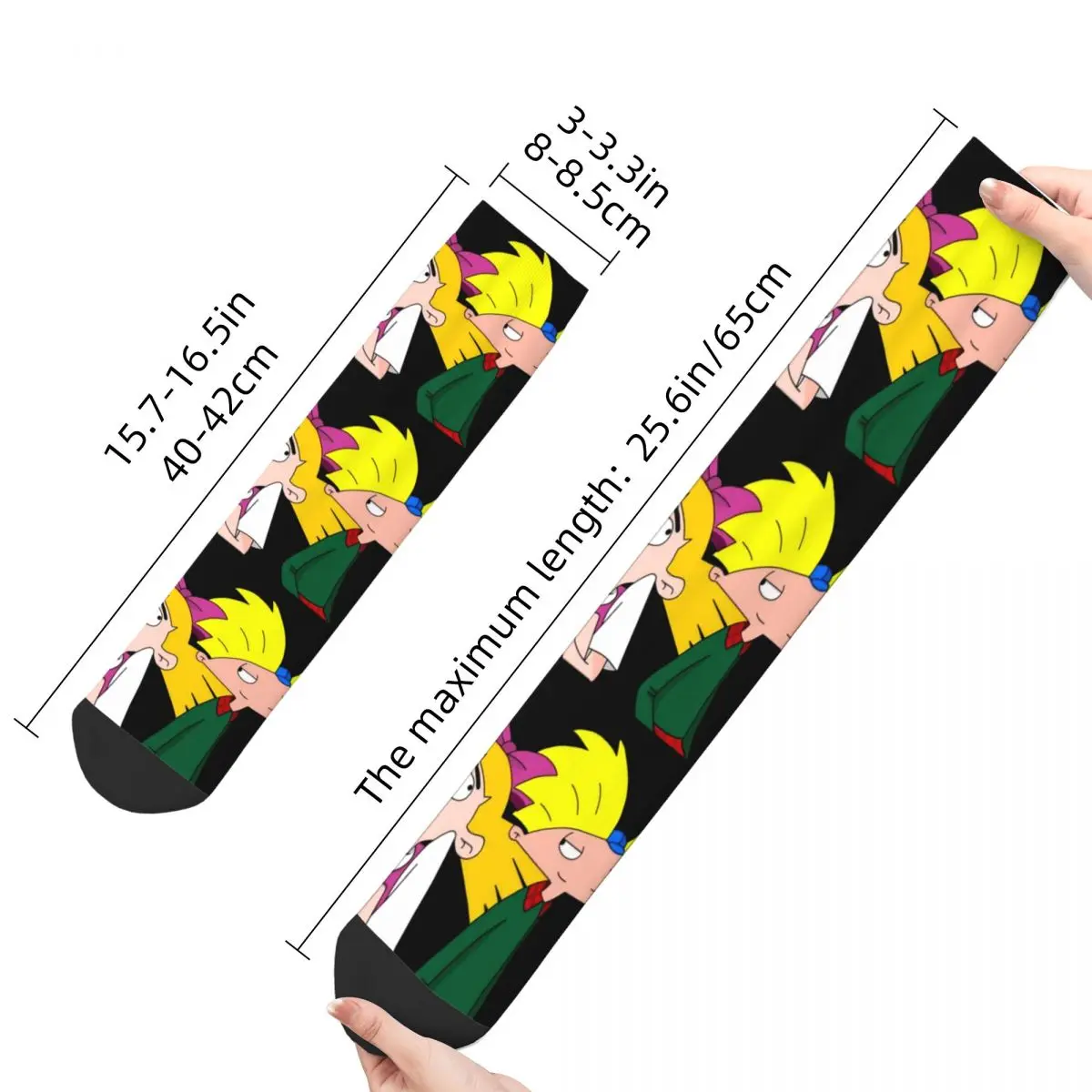 Hip-hop Hey Arnold Cartoon Theme Design Print Crew Socks Product All Season Arnold and Helga Soft Long Socks Breathable