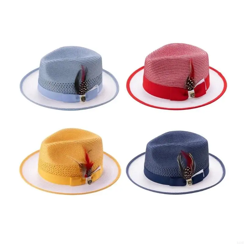 

Y3NE Adjustable Braided Straw Hat Cowgirl Design Multi Color Unisex Fashion