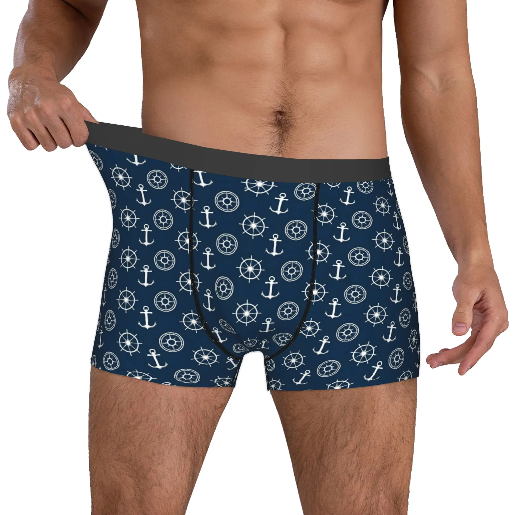 Funny Anchor Compass Captain Sailor Adventure Nautical  Boxers Shorts Panties Male Underpants Comfortable  Briefs Underwear