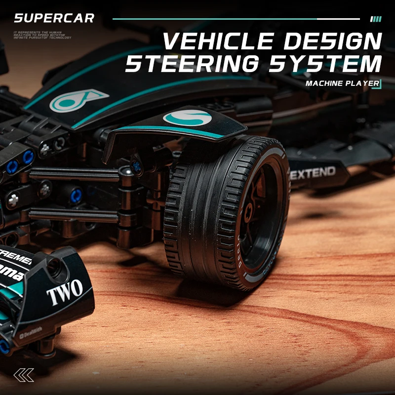 New black F1 Formula One racing building blocks technical mechanical racing model bricks adult collectible toys image 5
