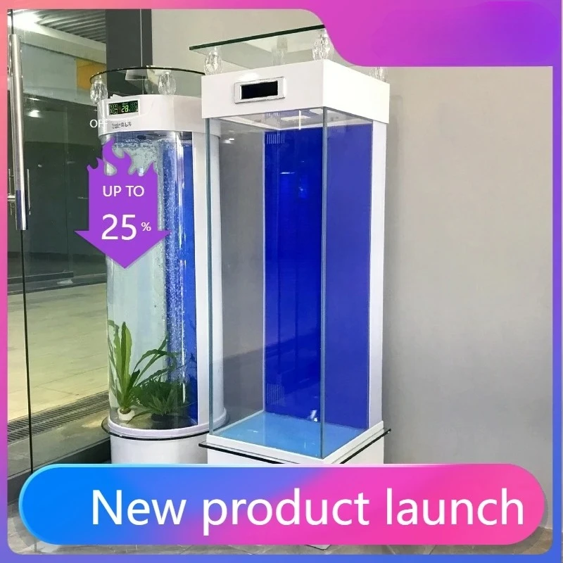Small and Medium Rectangular Household Filter Vertical Floor-standing High-definition Glass Aquarium