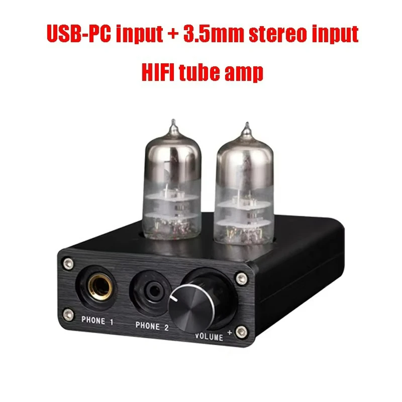 Audiophile Tube Headphone Amplifier 6J9 Tube Mini Audio Preamplifier PC-USB External Sound Card Can Drive 16-600Ω Headphones