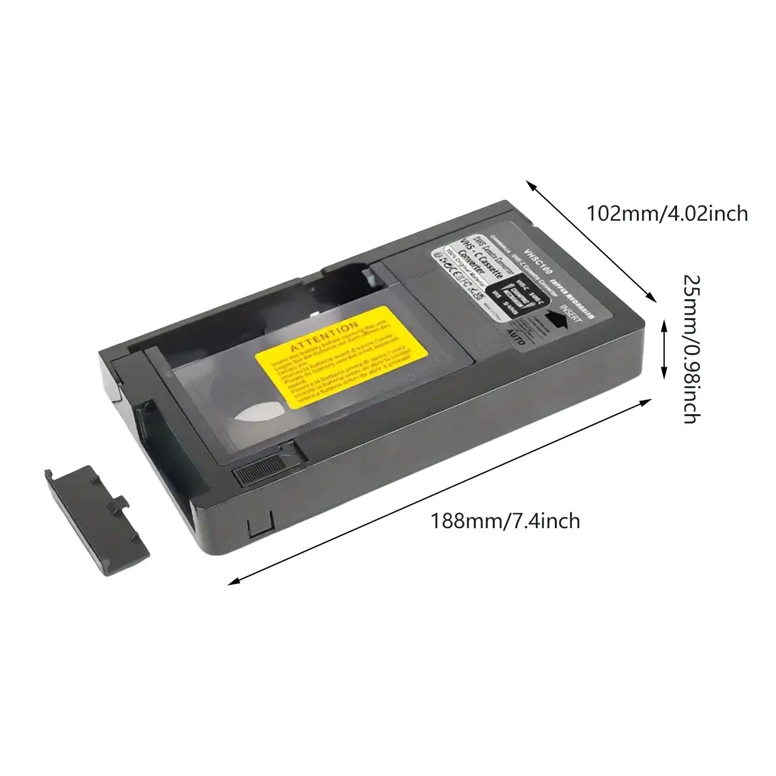 VHS to Vhsc Cassette Adapter Multifunctional Portable 12 mm for Vcr Player