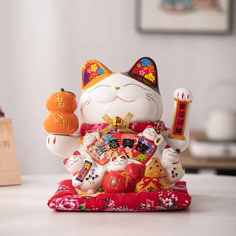 Shake hands Zhaocai cat decoration opened large store cashier front desk home living room decoration housewarming gift