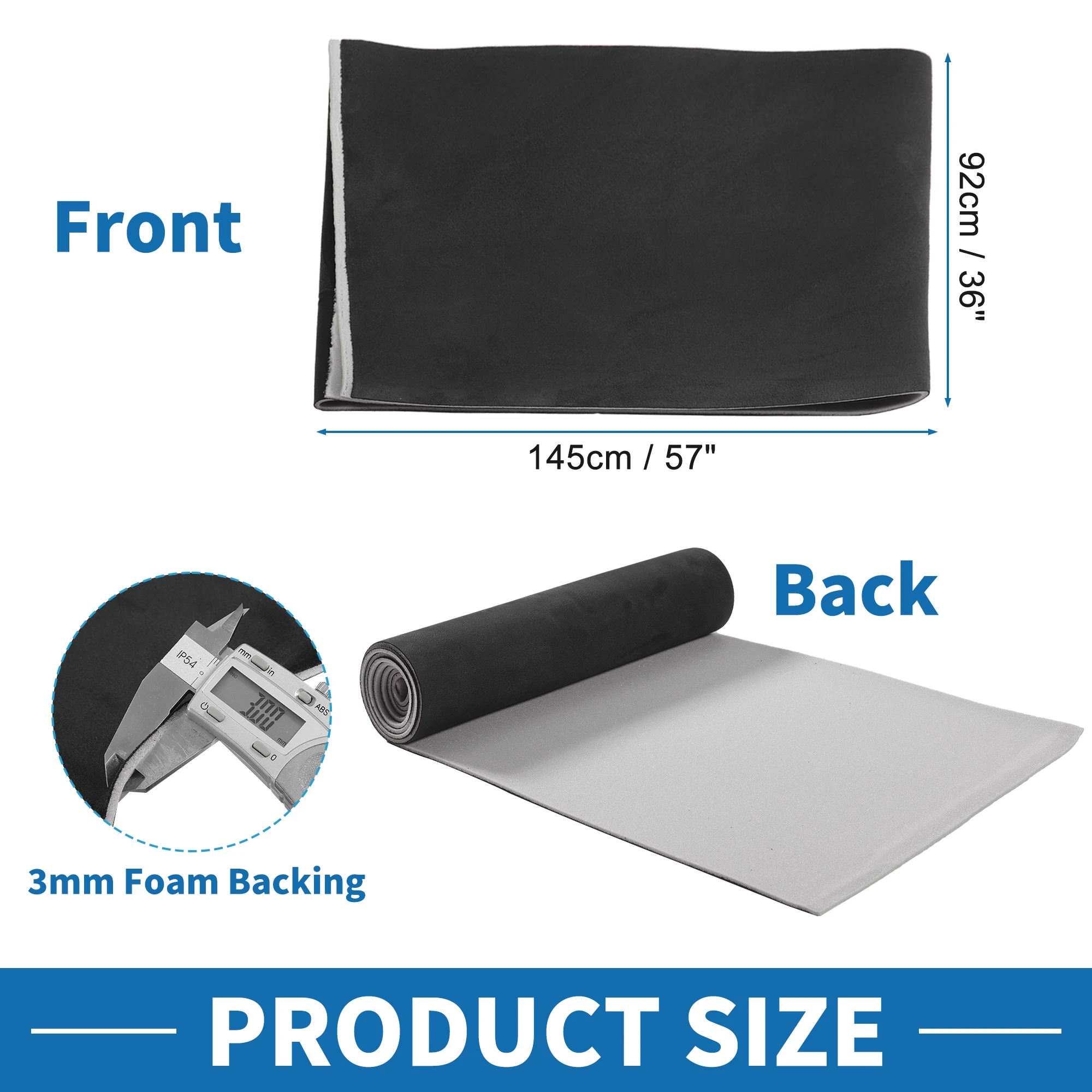UXCELL 150G Headliner Fabric 3mm Foam Backing Interior Trim DIY Roof Repair Replacement Suede Fabric Black 137x145cm 183x145cm