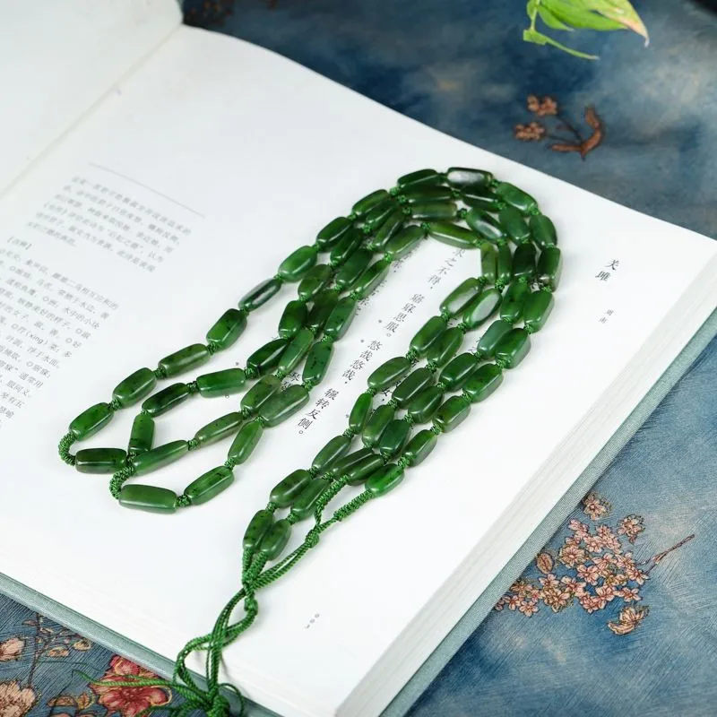 Natural Nephrite Green Jade Luxury Pendant Lanyard Neck Strap Men Women Fine Jewelry Chinese Hetian Jade Pendant Rope Necklaces