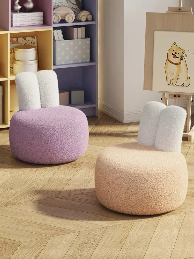 

Creative Rabbit Shaped Children's Bench Backrest Stool Household Solid Wood Low Stools Living Room Small Chair Furniture 어린이 의자